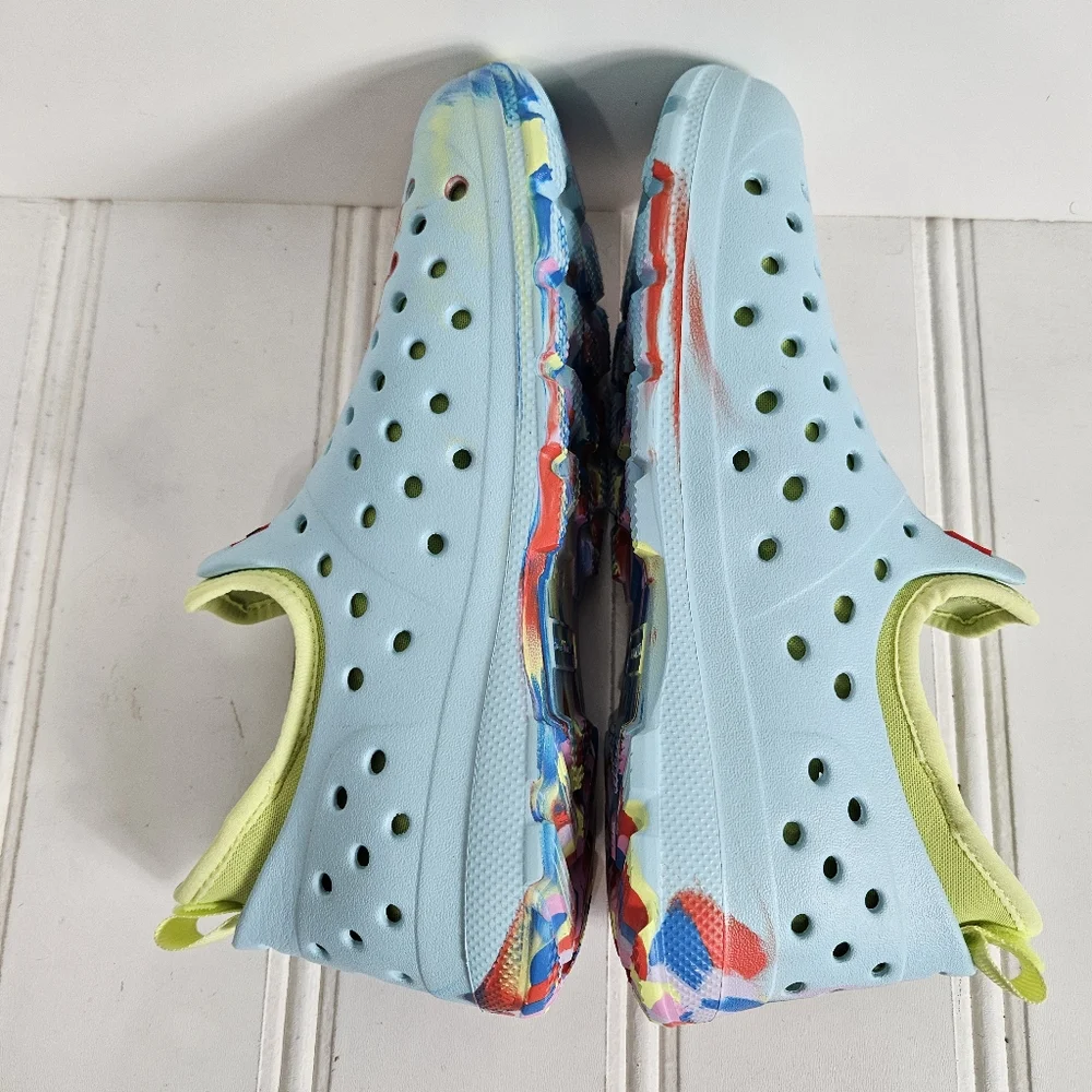 Hunter Kids Water Shoes Size 36 Original Lightweight Marble Blue Yellow Slip On